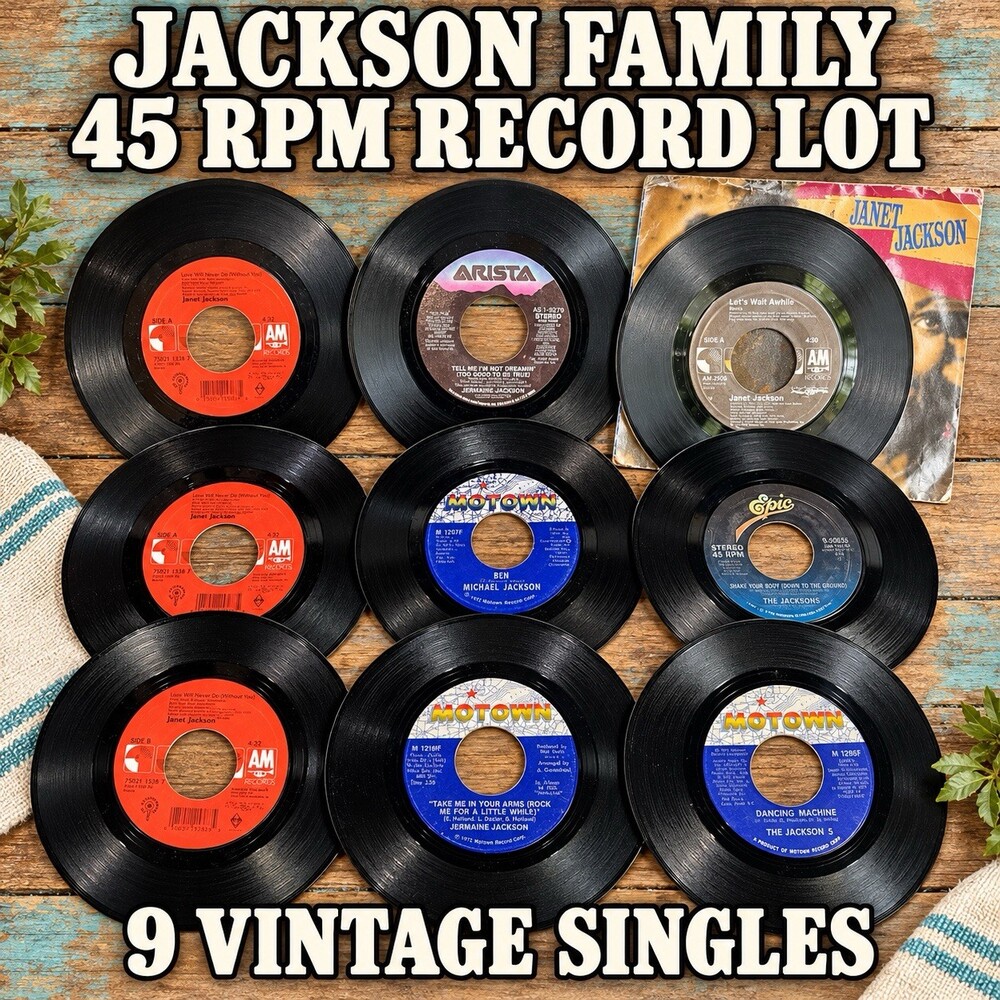 Jackson Family 45 RPM Record Lot of 9 Michael Janet Jermaine Jackson 5